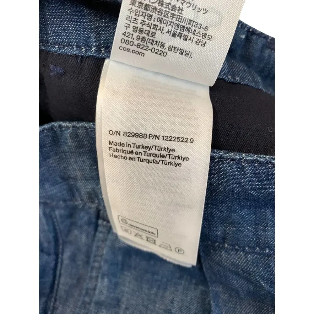 COS Wide Leg Pants Tailored Denim Trousers 2 Blue High Rise 1222522 NEW